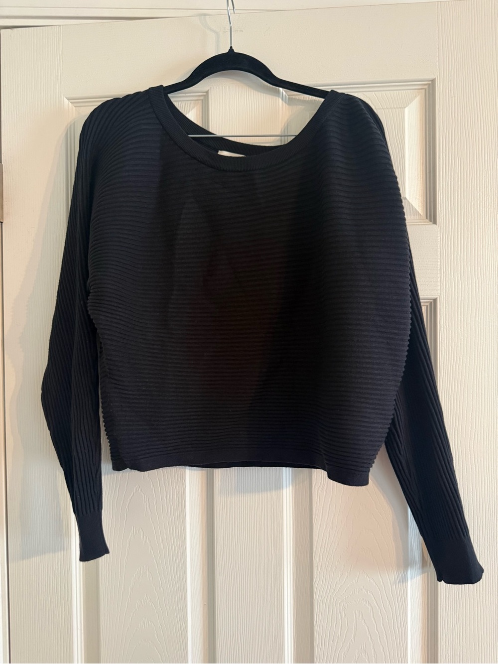 Open Edit Everyday Ribbed Crewneck Sweater Set - Black